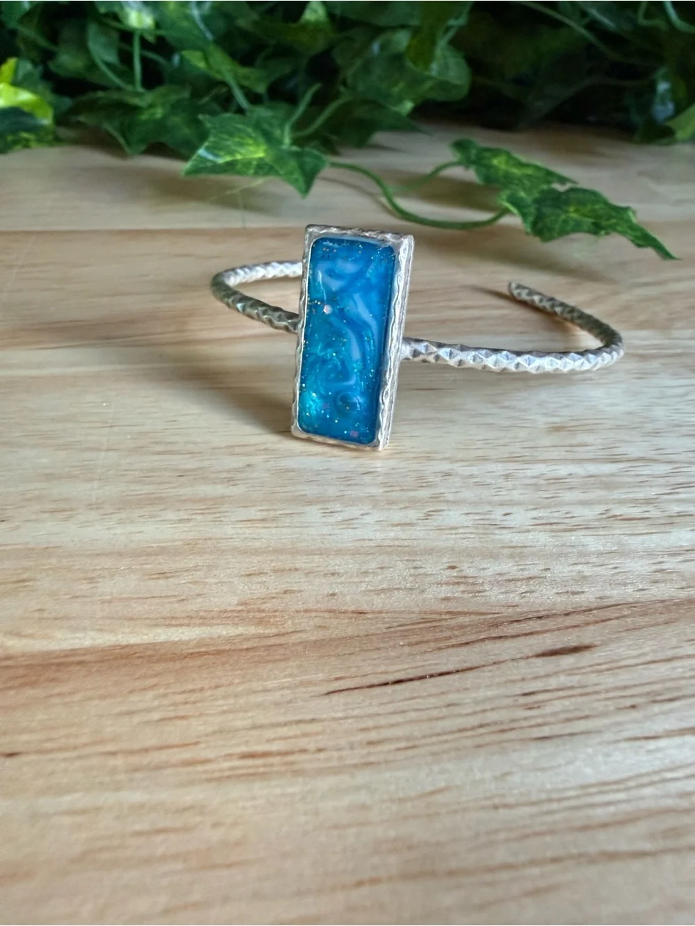Handmade Ocean Blue Jewelry Set | Matching Statement Ring & Cuff | Coastal Boho